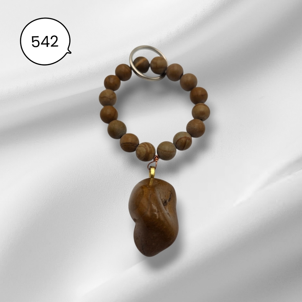 Wood Vein Jasper Keychain Natural Jasper Stone Pendant Handmade Charm